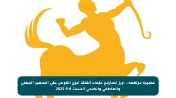 عصبية مرتفعة.. أبرز نصائح علماء الفلك لبرج القوس على الصعيد المهني والعاطفي والصحي السبت 6-9-2025